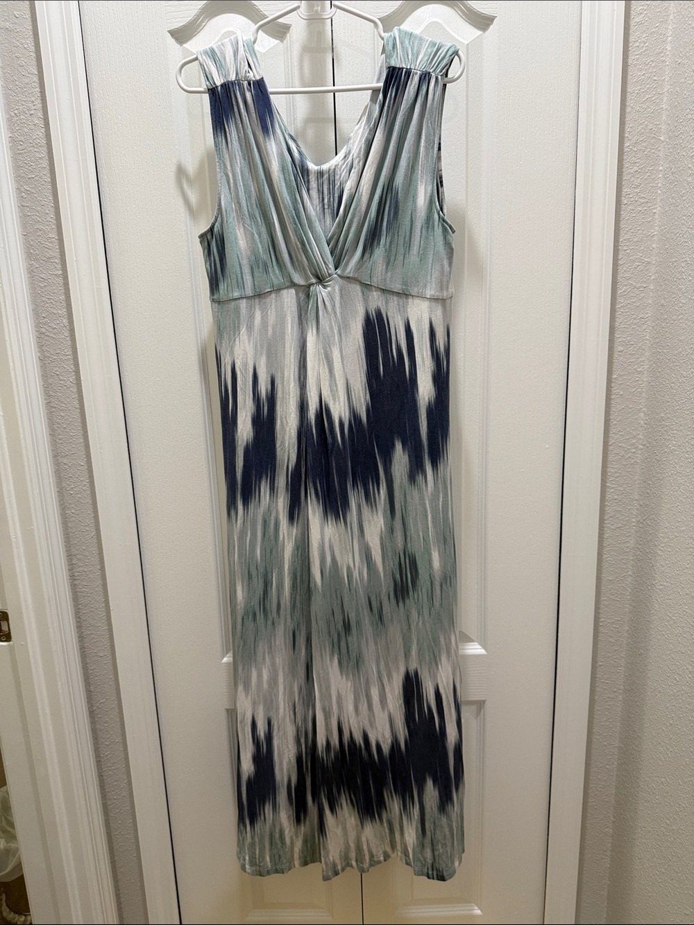 Soma Sleeveless Dress in Blue, Green & White Tie-Dye